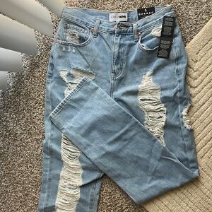 Fashion Nova Light Blue Ripped Boyfriend Jeans
